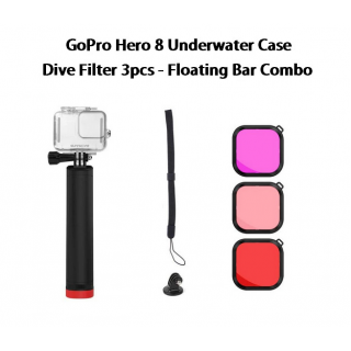 GoPro Hero 8 Underwater Case - Dive Filter 3pcs - Floating Bar Combo